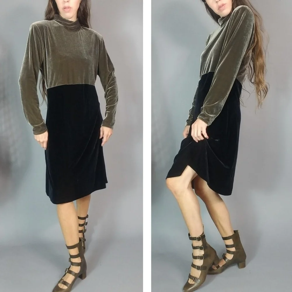 ❌️sold❌️Vintage 90s Velveteen Dress M L - Picture 7 of 7